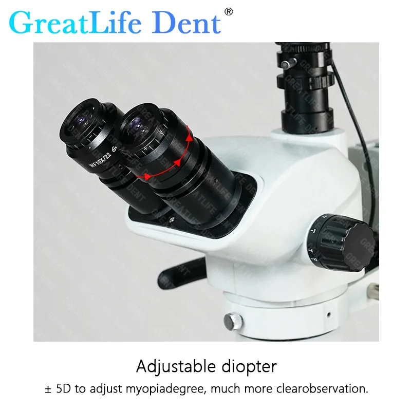 GreatLife Dent 3.35~22.5X Dental Equipment Microscope Root Canal Microscope With Camera Continuous Zoom For Dental Chair 45/51mm