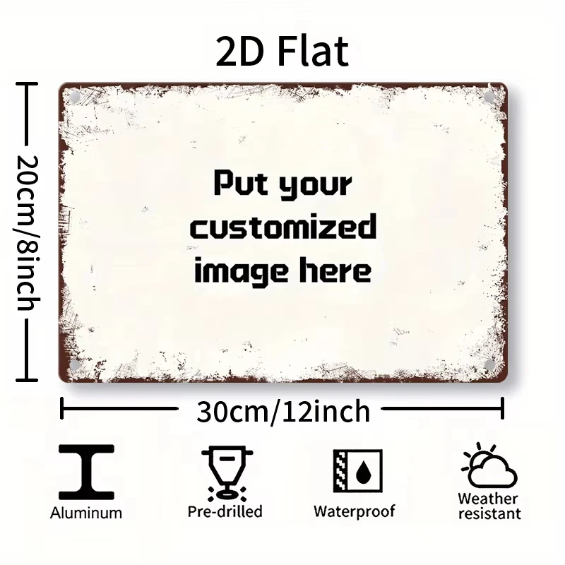 Retro Iron Tin Sign Custom Printed Pet Portrait Personal Photo Design Weather Resistant Wall Art Decor for Indoor Outdoor Bar