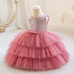 Children's Princess Dress Summer Flower Girl Wedding Baby Birthday Party Holiday Performance Flower Puffy Dress Baby Dress