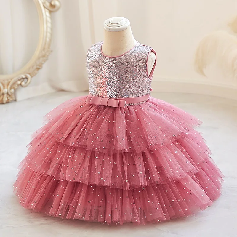 Children's Princess Dress Summer Flower Girl Wedding Baby Birthday Party Holiday Performance Flower Puffy Dress Baby Dress