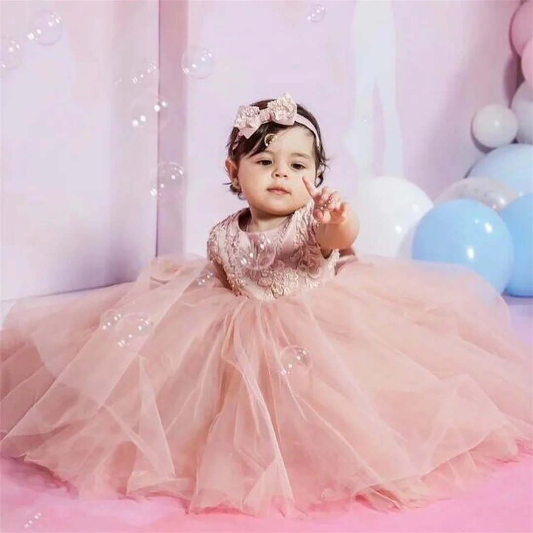 مجموعة فستان فتاة الزهور المخصصة - فستان الأميرة المزخرف مع قطار قابل للفصل للأطفال الصغار من التول المتدرج #3