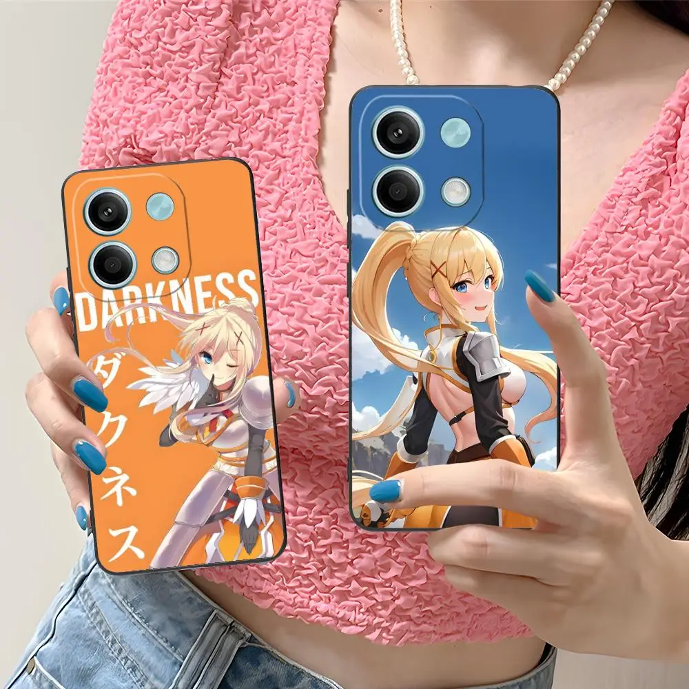 Konosuba الظلام قضية الهاتف المحمول ل Xiaomi Redmi ملاحظة 14 13 12 11 A5 3 2 1 برو زائد 4G 5G اللون واقية غطاء فاخر