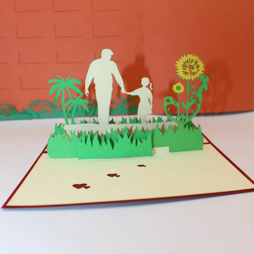 

3D поздравительная открытка с подсолнухом, бумажное ремесло ручной работы, экологически чистый креативный дизайн, пустое пространство для слов, идеальный подарок на день отца
