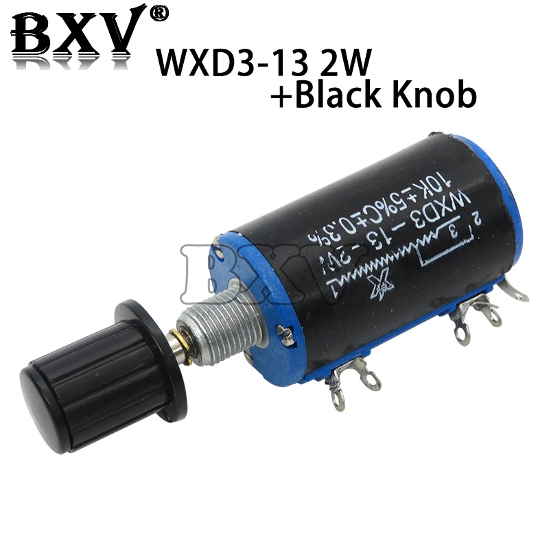 

( 1PCS WXD3-13 2W Potentiometer + 1PCS Black Knob )100 200 220 1K 2.2K 3.3K 4.7K 5.6K 6.8K 10K 22K 33K 47K 100K Ohm WXD3-13-2W