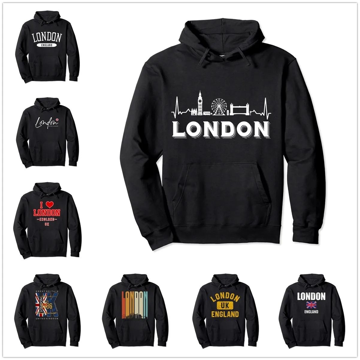 UK ENGLAND LONDON UNITED KINGDOM Pullover Hoodie Men Women Unisex Cotton Hoodies Man Hip Hop Style Sweatshirt