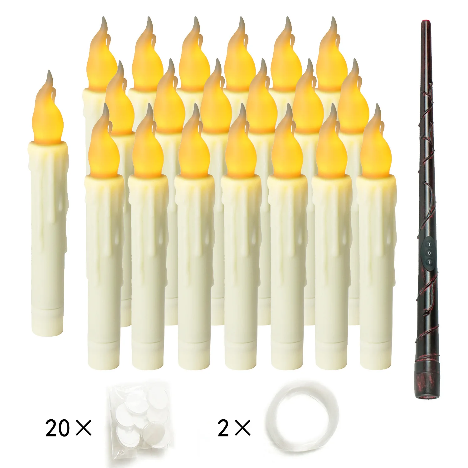 12/20 Pack of Spot Halloween Decoration Magic Wand Suspended Candle Remote Control Electronic LED Candle Light