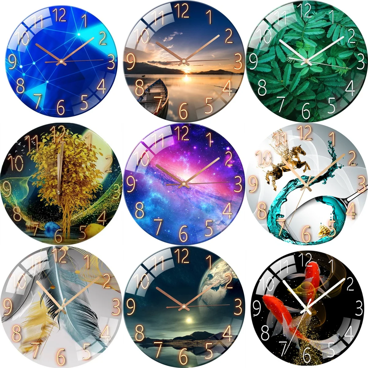 12 Inch Wall Clock Silent Non-Ticking Decorative Dial Round Clock for School Office Classroom Bedroom Kitchen Living Room Decor