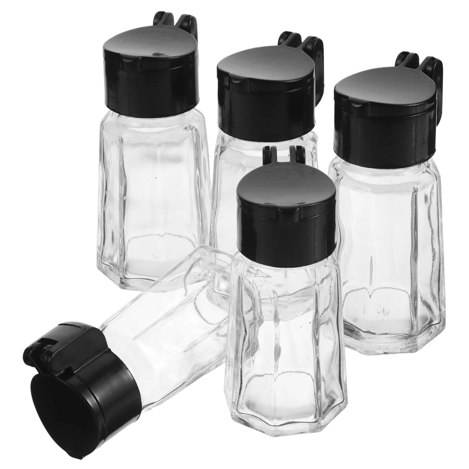 

5Pcs Clear Glass Kitchen Canisters Set Sealing Lids Elegant Modern Design Spices Condiments Storage Containers
