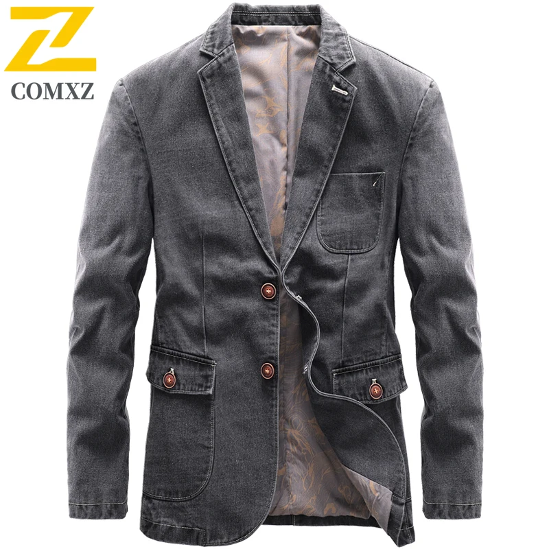 2025 Autumn Jacket Men's South Korea Brand Black V Collar Denim Jacket Fashion Clothing Male Business Retro Windproof Denim Coat