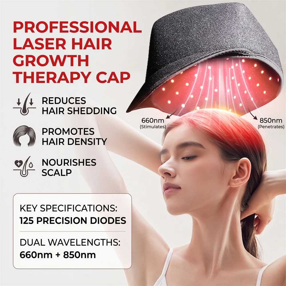 660nm 850nm Dual-Core LED Red Light Scalp Care Cap 240g Ultra-Lightweight USB Powered Hair Revitalizing Hat Adjustable