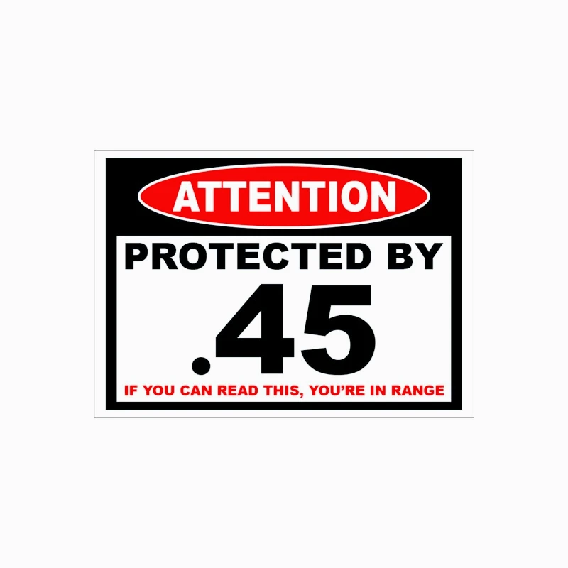 Car decoration stickers Protected by 45 Warning Sticker Car Vehicle Window Bumper Gun 911 Door Decal  15CM PVCKK