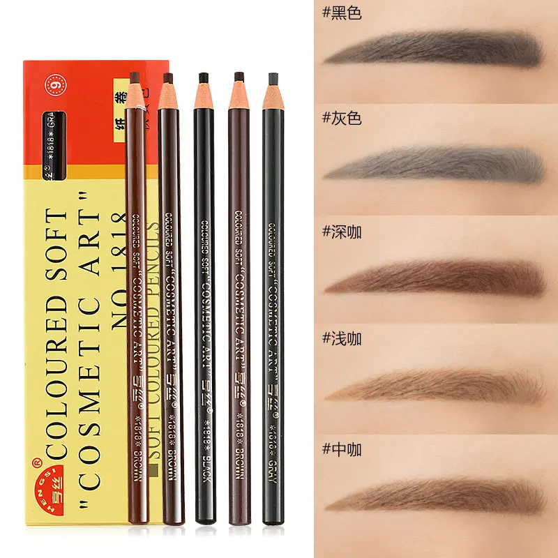 2Pcs Waterproof Eyebrow Pencil Long-lasting 5 Colors Natural Eye Brow Pen Brown Black Enhancer Dye Tint Pen Makeup Tools