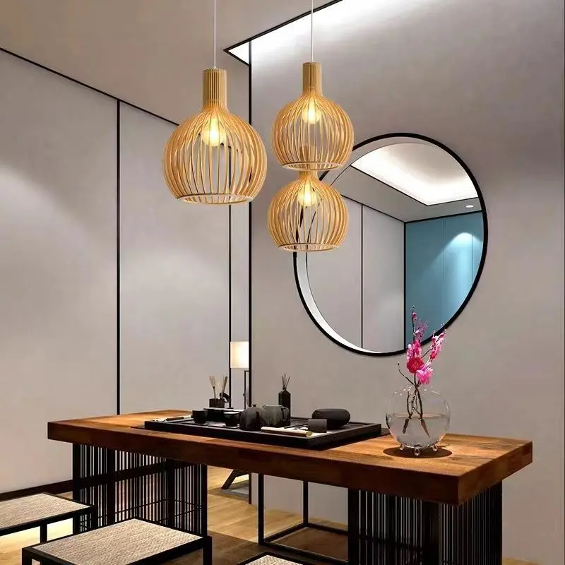 

Holland Designer Solid Wood Cage Chandeliers Light Country Style Black Bamboo Kitchen Bedroom Pendant Lamp Lighting Fixtures E27