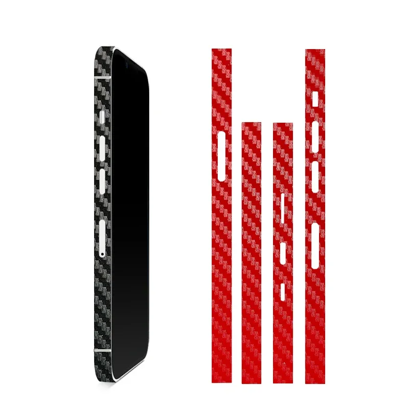 3D Carbon Fiber Phone Frame Decal Skin for iPhone 15 Pro Max 14 Plus 13 Mini Side Wrap Protective Film Sticker For iPhone 12 Pro