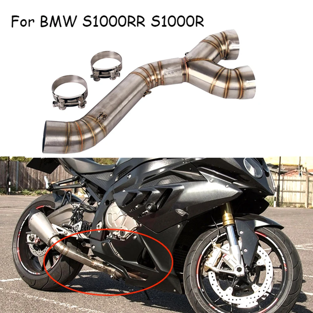 

For BMW S1000 RR S1000R Slip-On REALZION S1000RR Exhaust Middle Pipe Motorcycle Link Pipe Connect Tube 2010 - 2014