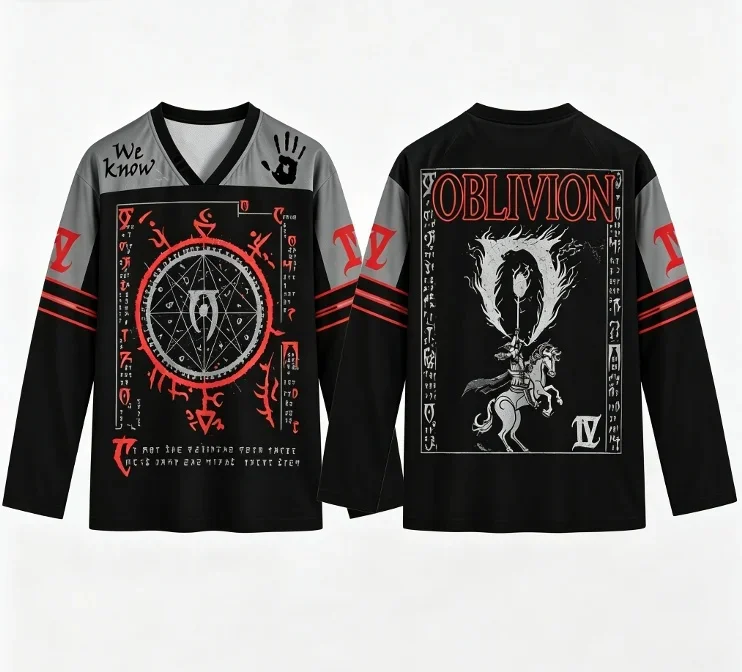 New Men Gothic V Neck Long Sleeve Jersey T-shirt Magic Rune Knight Graphic Print Streetwear Vintage Dark Casual Pullover Tops