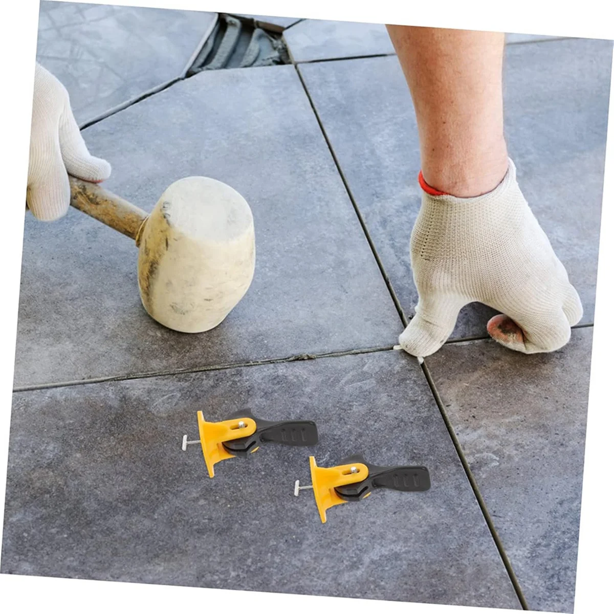 A002 50pcs Tile Leveler Tool Kit Tile Leveling System with Tile Spacer for Floor Installation for Grouting and Leveling Floor