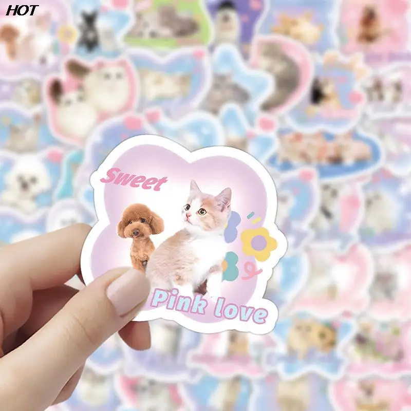 60Pcs Cartoon Cute Pet Animal Creative Cats Dogs Graffiti Sticker DIY Bike Skateboard Car Helmet Notebook Computer Stickers