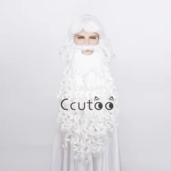 Santa Claus Beard Wig Full Set Fancy Dress up White Beard Wigs Role Play Holiday Hair Christmas Halloween New Year Decoration