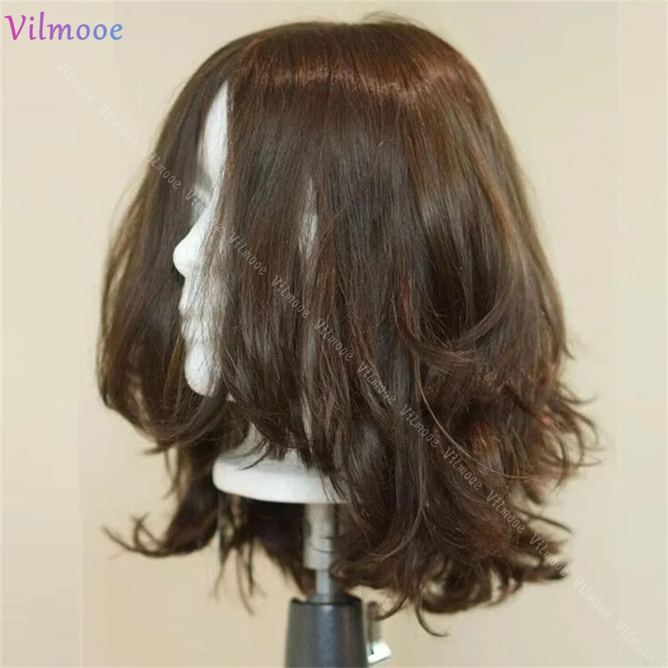 Ketebalan 180% wig Bob pendek warna cokelat gelombang 5x5 wig atasan sutra pra pencabutan rambut manusia Remy Brasil untuk wanita 13x4 wig renda Frontal