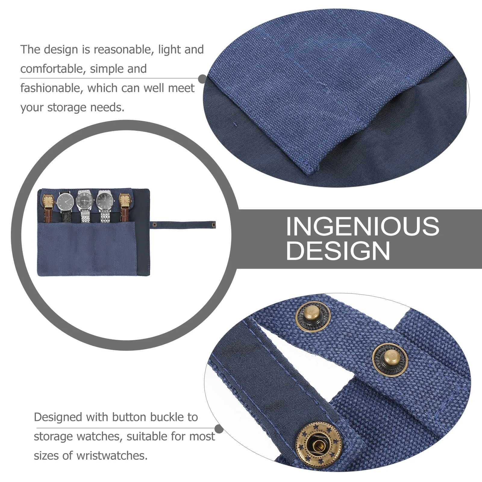 

Canvas Watch Storage Bag Roll Holder Case for Men Travel Organizer Non Fading Easy Wash Pouch Storing Accessories