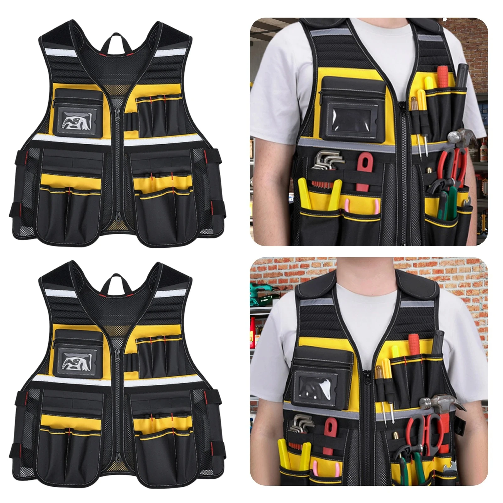 

Multi-Pocket Tool Vest Storage Bag, Adjustable Wearable Tool Holder for Handyman, Craftsmen, Gardening and Workshop