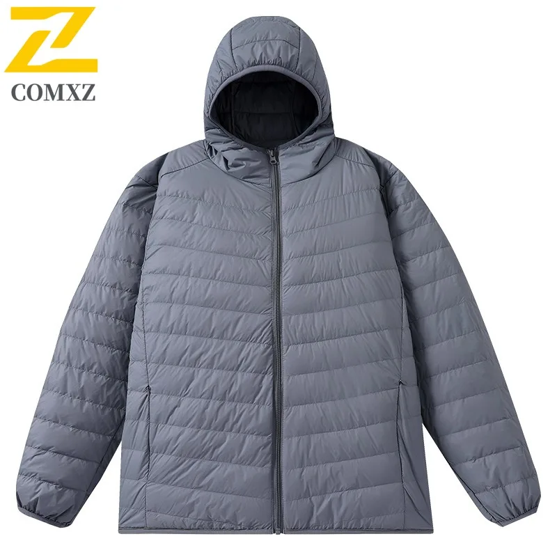 COMXZ Men Winter Jacket Solid Color Hooded Street Travel Lightweight Premium Hiking Padded Jacket Comfortable Snow Bread Jacket