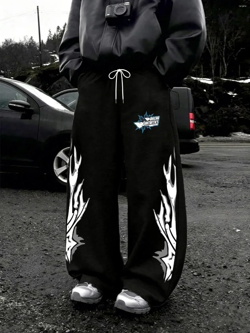 2026 Neue Gothic-Flammen-Grafik Weite Jogginghose mit Elastischem Kordelzug, Lose Y2K Hip-Hop Streetwear Lässige Lange Hose für Kinder – Detail 6