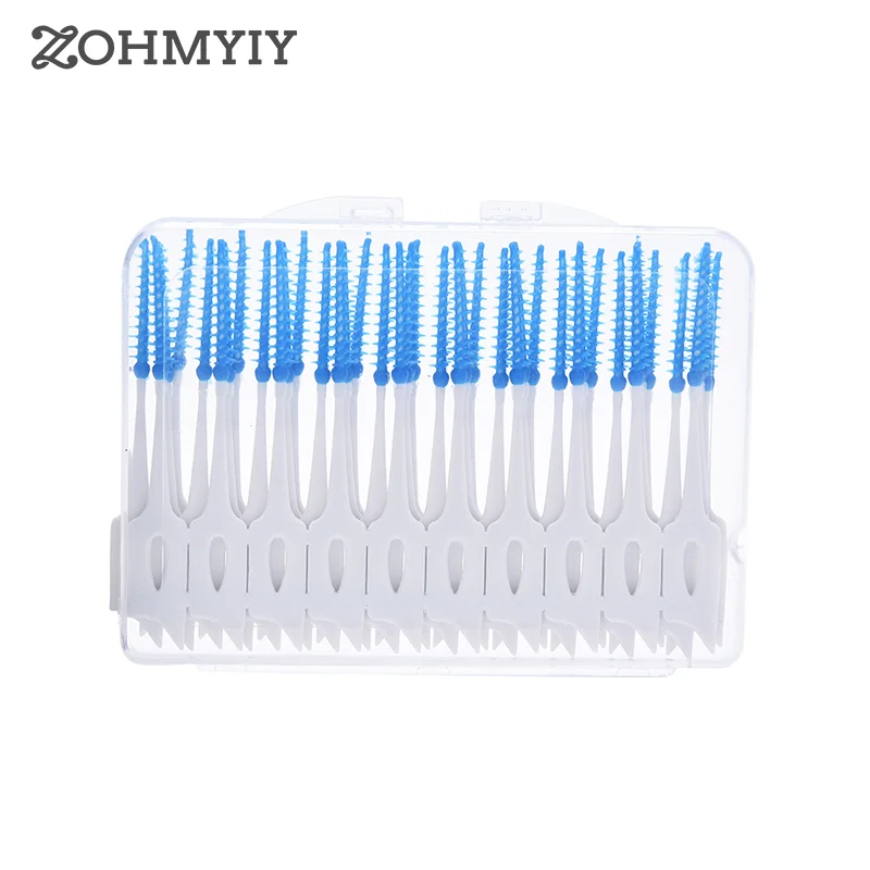 40pcs Floss sticks Interdental Brushes Oral Cleaning Double Head Soft Silicone Teeth Dental Cleaning Toothpicks Oral Care