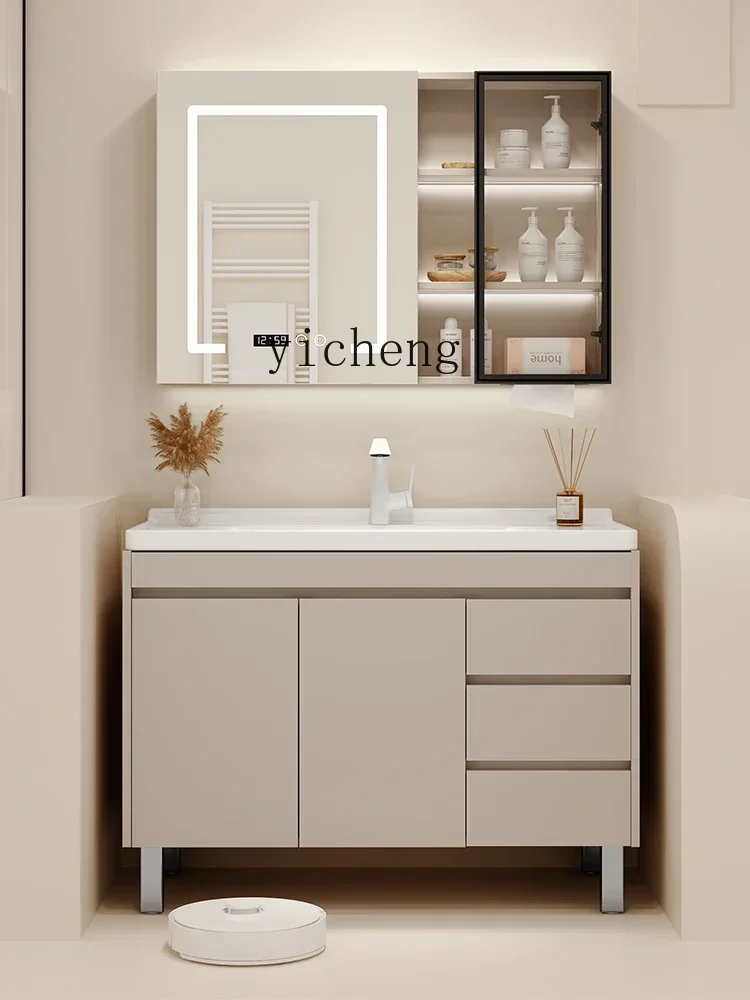 

Bathroom Cabinet Combination Ceramic Whole Washbin Cream Toilet Floor Type