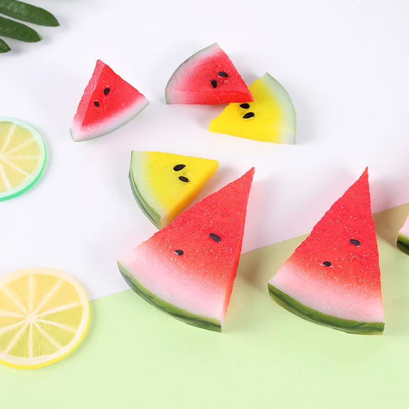 Simulación de corte de sandía, rebanada de PVC, modelo de fruta falsa, accesorios de fotografía, fiesta de verano, Festival, bandeja de fruta, adornos, decoración de fiesta