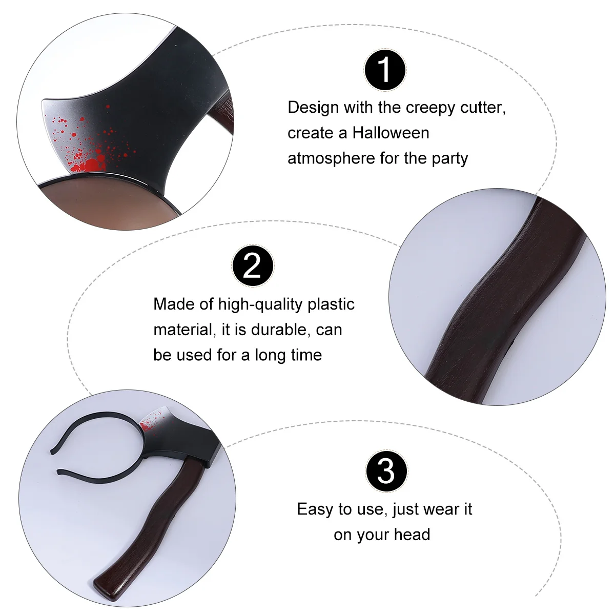 

2pcs Headbands Hair Accessories Scary Hoop Halloween Trick Ax Bleeding Headdress Black Creepy Party Haunted House Decor