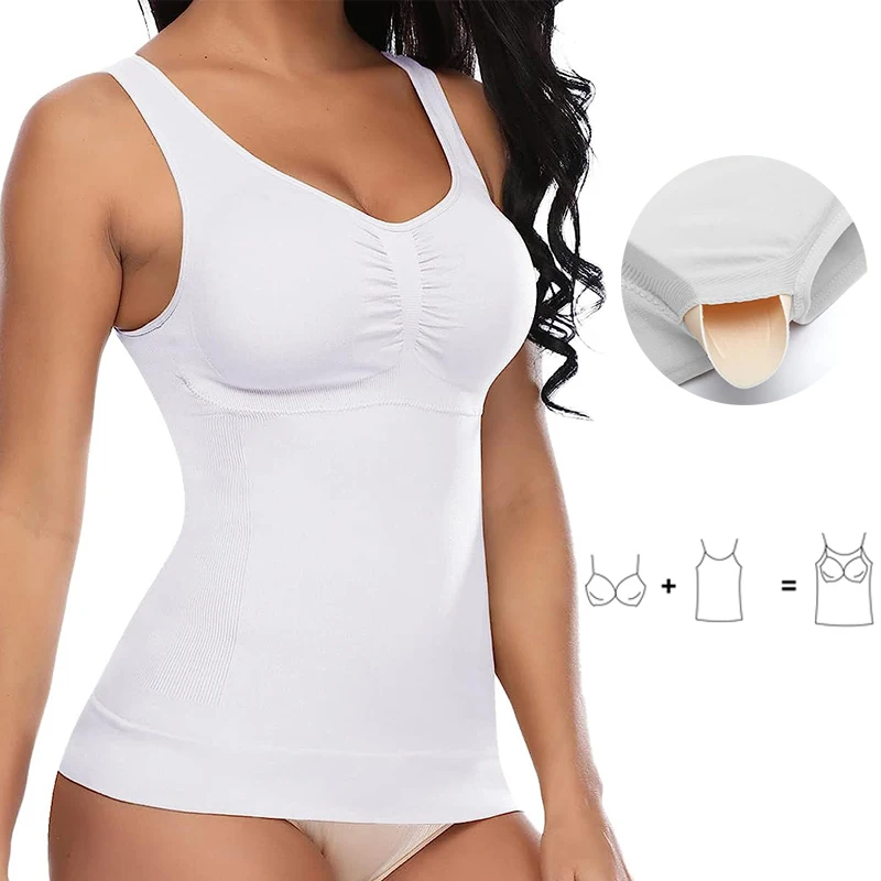 

Women Tank Tops With Padded Bra Up Lift Shapewear Tummy Control Vest Body Shaper Plus Size Compression Underwear Slimming Corset