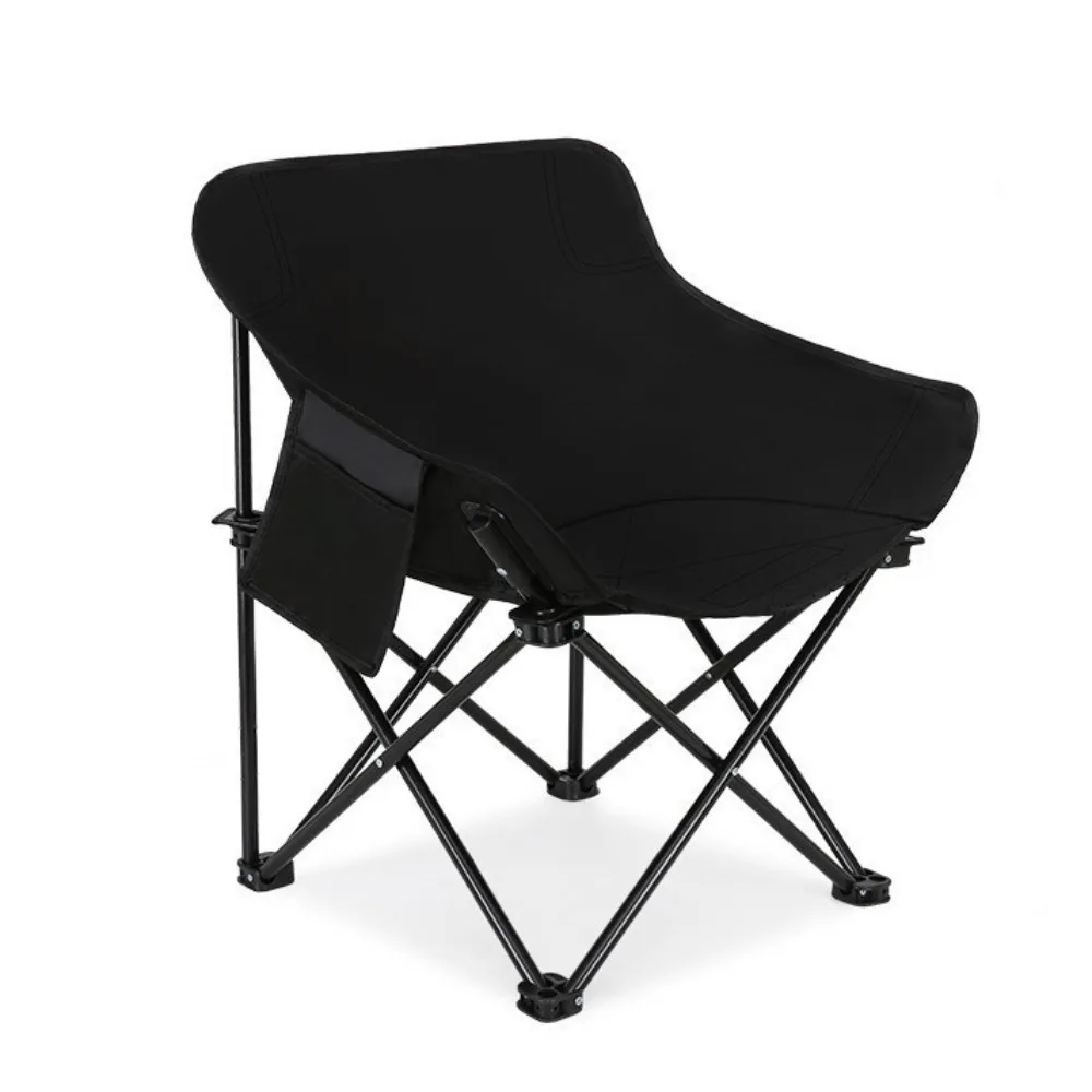 

Oxford Camping Folding Chair Moisture Proof with Storage Bag Travel Beach Chairs Solid Color Load Bearing Moon Leisure Chair