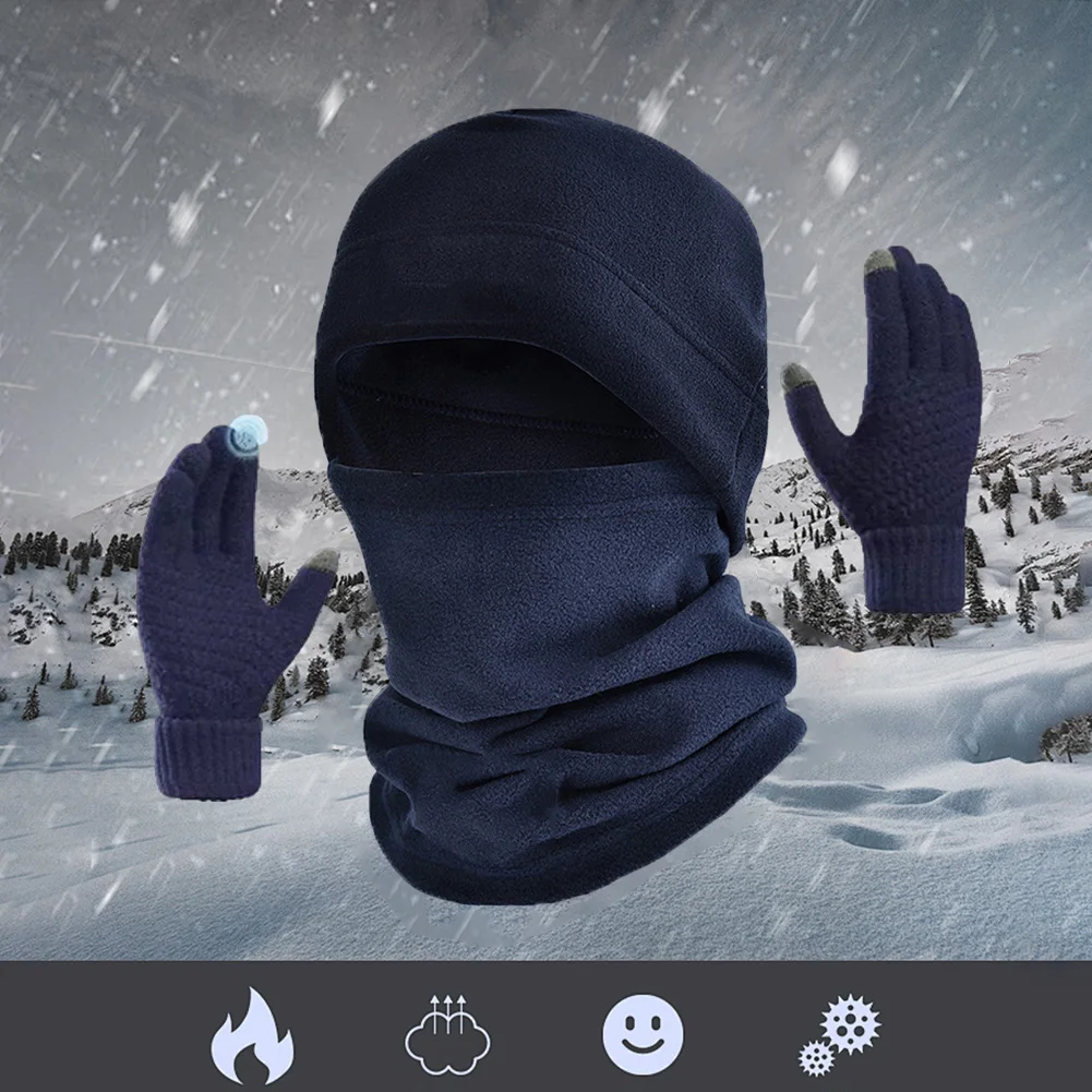قبعة صغيرة دافئة مع الأوشحة وقفازات شاشة اللمس يندبروف قبعة ساعة الصوف الرياضة في الهواء الطلق التزلج قبعة ركوب الدراجات قبعة للرجال والنساء