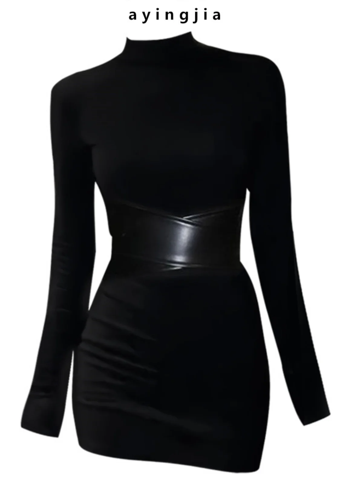 

Сексуальное облегающее платье с длинным рукавом для женщин, зимнее, модное, с высокой талией, короткое, повседневное, высокого качества, с круглым вырезом