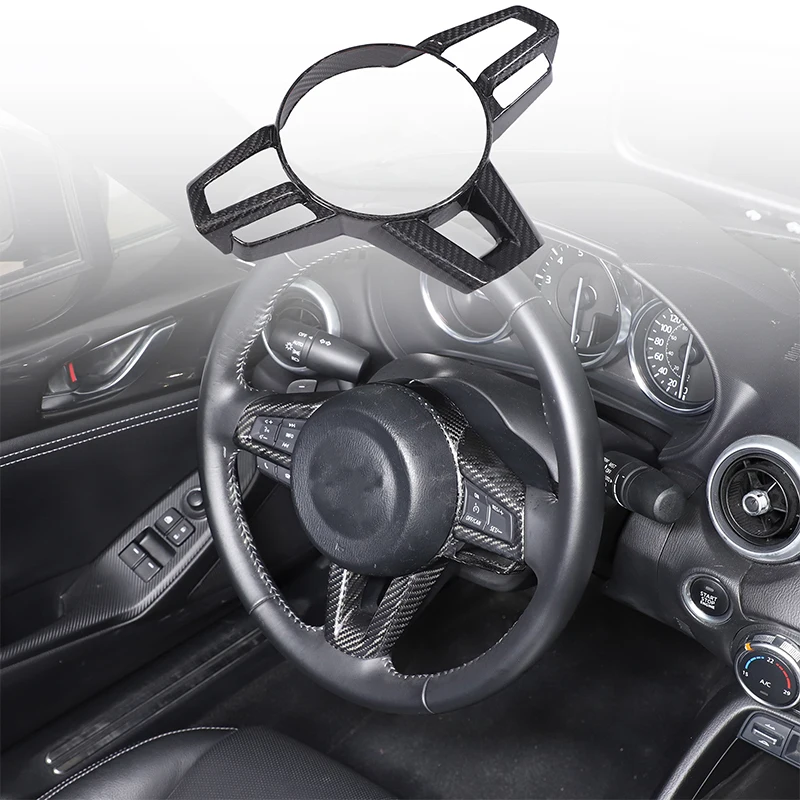 For Mazda MX-5 ND 2016-2024 Real Carbon Fiber Car Steering Wheel Decorative Frame Sticker Car Interior Accessories