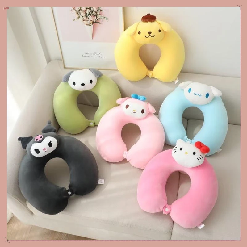 

Kawaii Sanrio Neck Pillow Cartoon Hello Kitty My Melody Kuromi Cinnamoroll U-shaped Pillow Anime Car Travel Headrest Best Gift