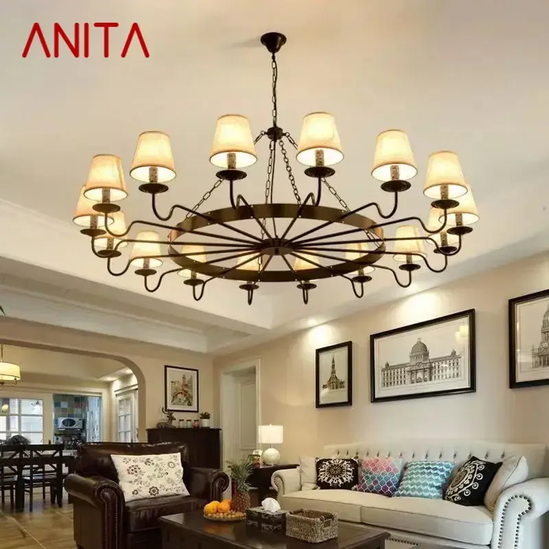 ANITA American Retro Pendent Lamp Industrial Wind Living Room Restaurant Homestay Loft Clothing Store Cafe Bar Box Chandelier