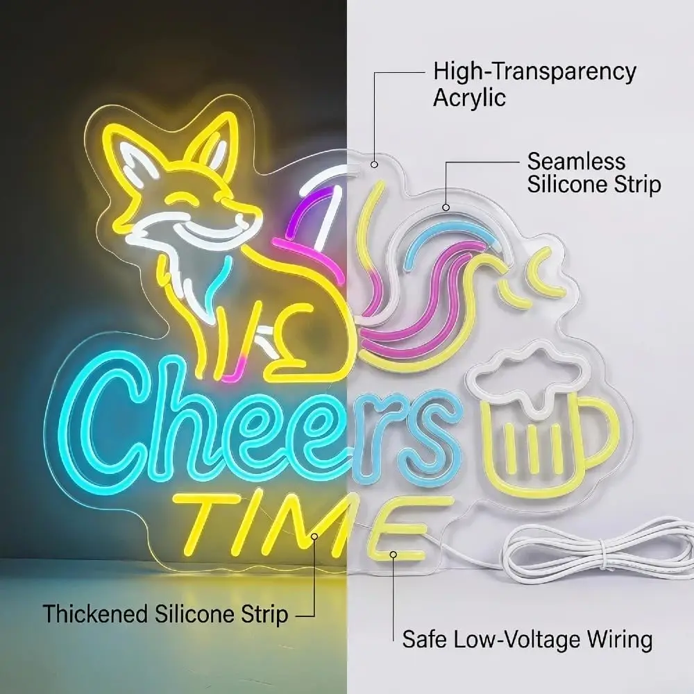 Cheers Time LED Neon Sign USB Powered Beer Neon Light Wall Hanging Lamp For Home Bar Pub Man Cave Game Room Wall Decor Gift