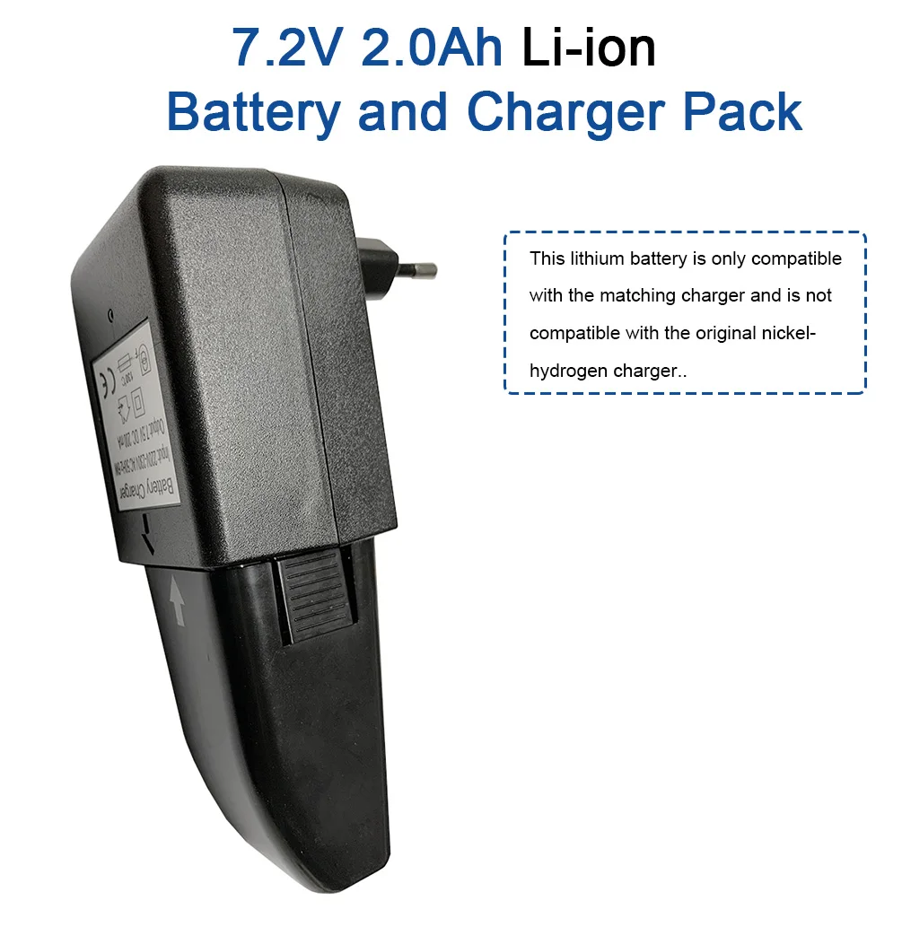 High Quality Li-ion 7.2V 2000mAh Replacement Rechargeable Battery and Charger for Ontel Swivel Sweeper G1&G2 Vacuum Cleaner