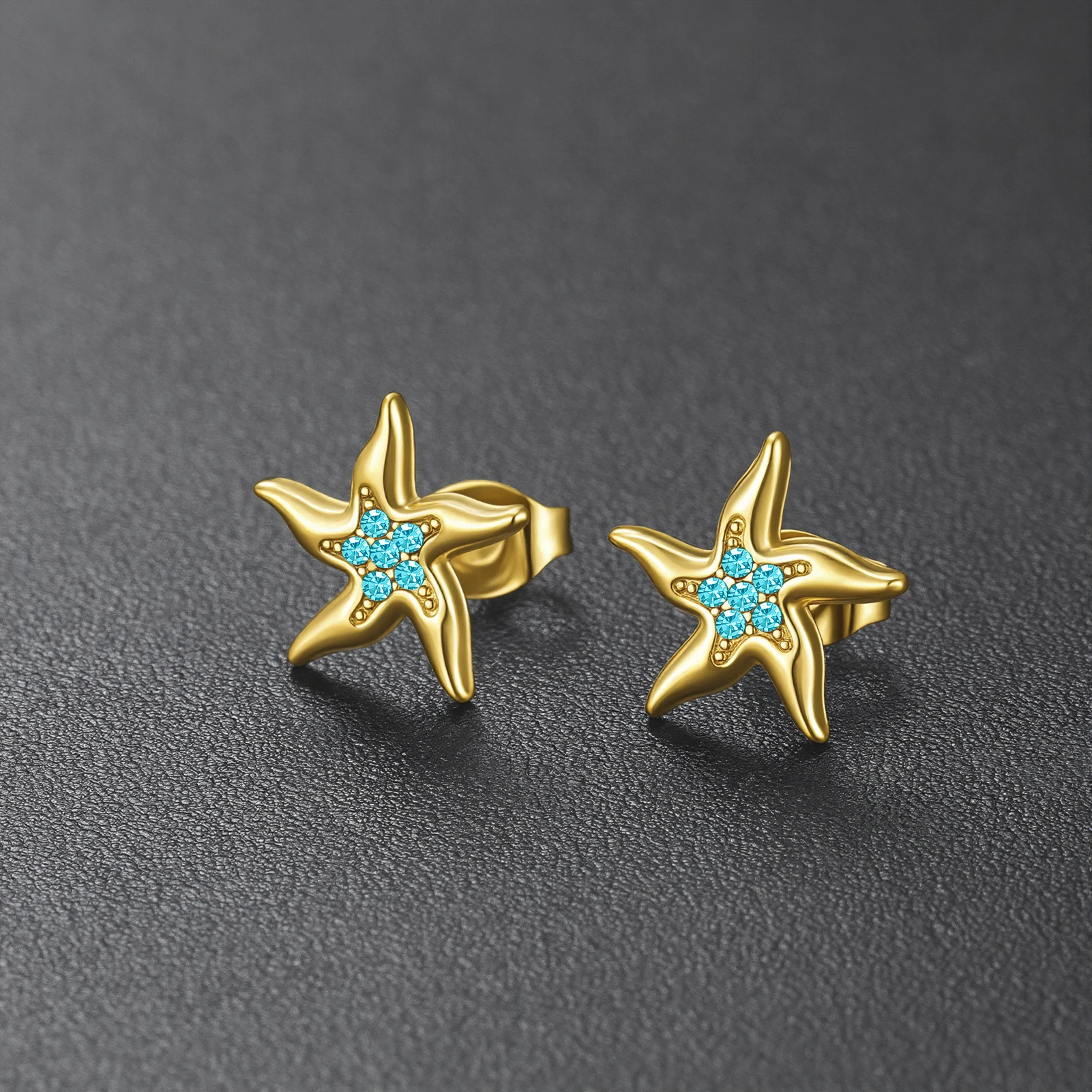 Eueavan 3D-Ohrringe mit Strasssteinen in Form von Seesternen, im Ozean-Stil, mit aufgesetzten Kristallen, Schmuck aus Edelstahl für Damen, Geschenk, Großhandel. – Detail 4