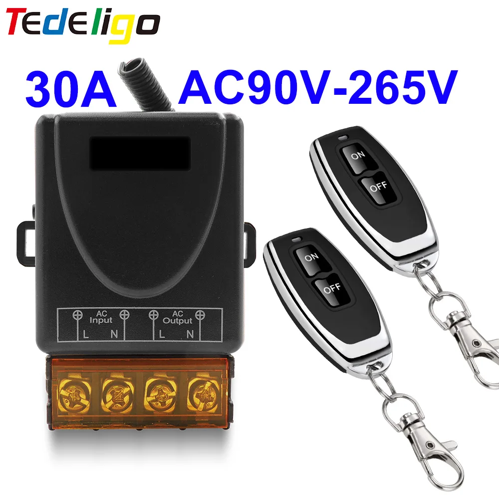 433Mhz RF Wireless Remote Control Switch AC 220V 30A on Off Remote Controller Transmitter for Water Pump Motor LED Electric