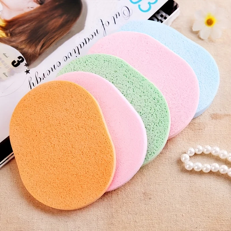 5Pcs Gentle Exfoliating Latex Face Sponges, Random Colors, Makeup Removal Tool for Soft Radiant Facial Skin Care