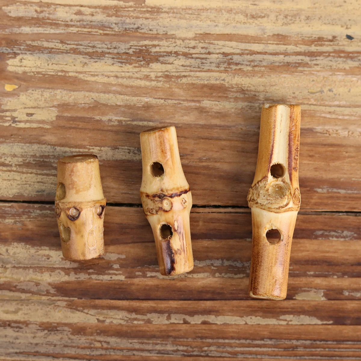 6pcs Natural Bamboo Buttons With Button Shank Original Irregular Wooden Buttons DIY Craft Supplies Addictive Free Jacket Coat