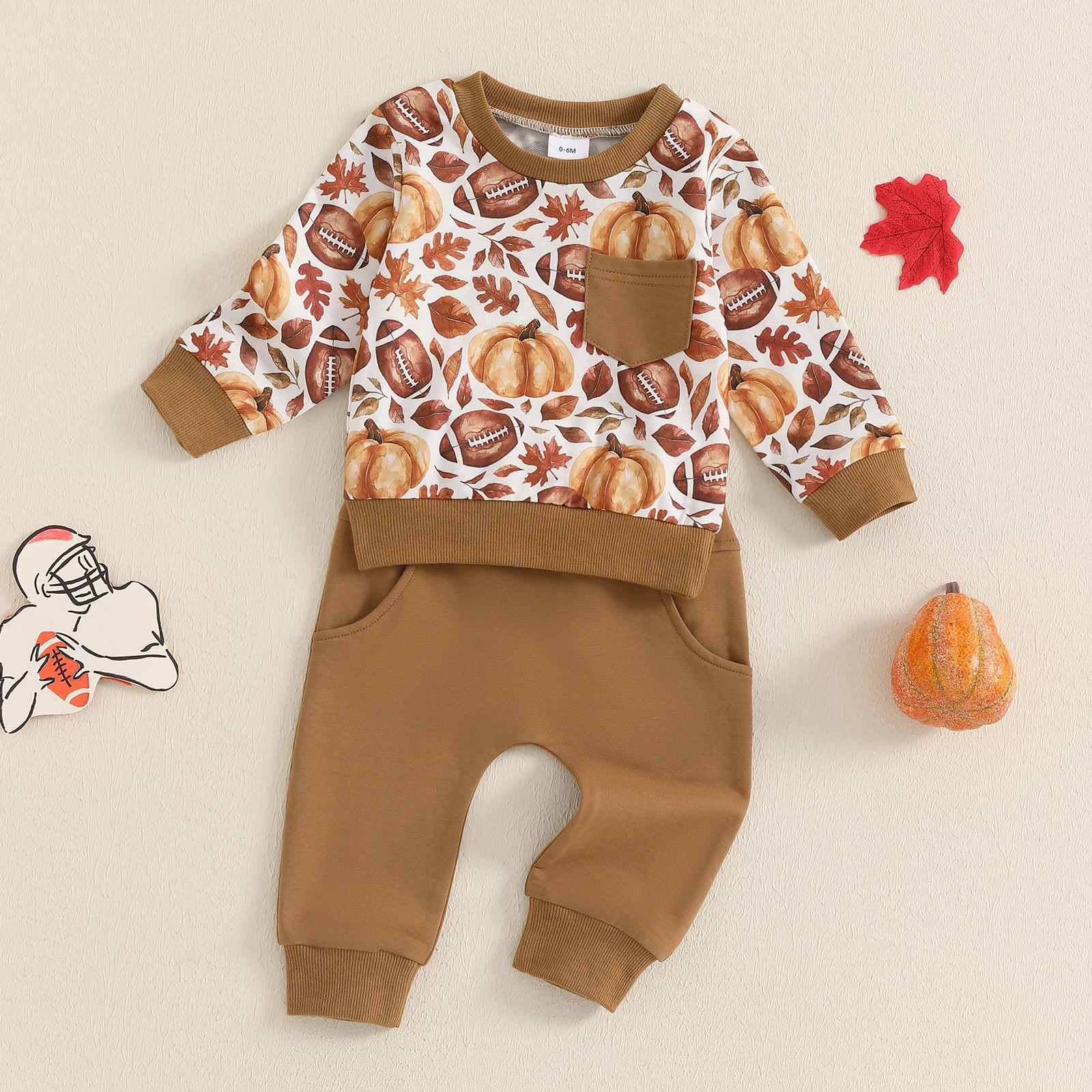 BeQeuewll Cute Pumpkin Baby Boys Girls Clothes for Halloween Toddler Outfits Long Sleeve Sweatshirt Pants Children Suit Sets