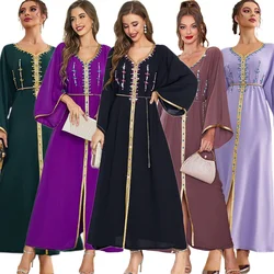 2024 Party Festive Dress for Women Luxury Diamond Robe Middle East Muslim Abaya Arab Oman Dubai Moroccan Jalabiya Caftan Ramadan