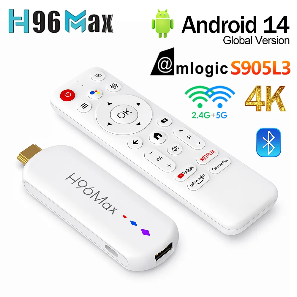 Smart TV Stick S905L3 H96 MAX M20 Android 14.0 4K BT 2.4G 5G Wifi TV Box Media Player Voice Assistant New 2GB 16GB Set Top Box