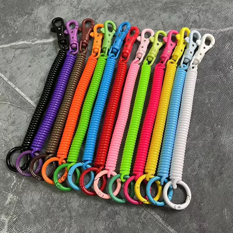 Coil Springs Knife Keychain Stretchy Spiral Spring Coil Retractable Springs Keychains with Metal Clasp Key Chain Holder Lanyard