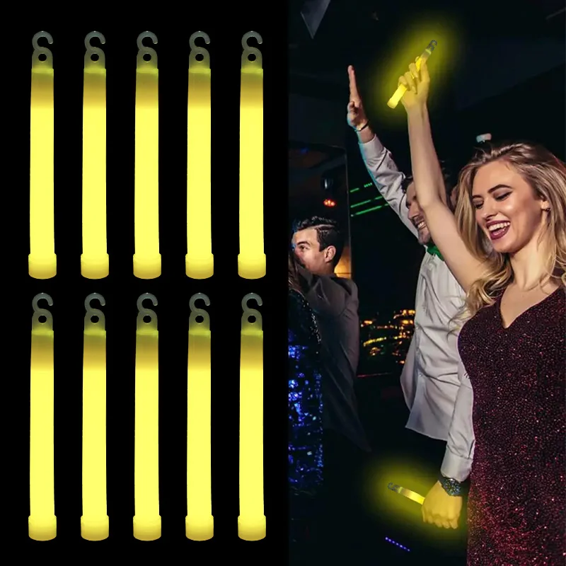 5/10 Stück Leuchtstäbe mit Haken, 15,2 cm, Fluoreszenz-Lichtstab für Wandern, Camping, Outdoor-Zubehör, im Dunkeln leuchtende Party-Dekoration – Detail 2